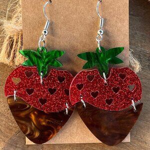 Chocolate strawberry earrings